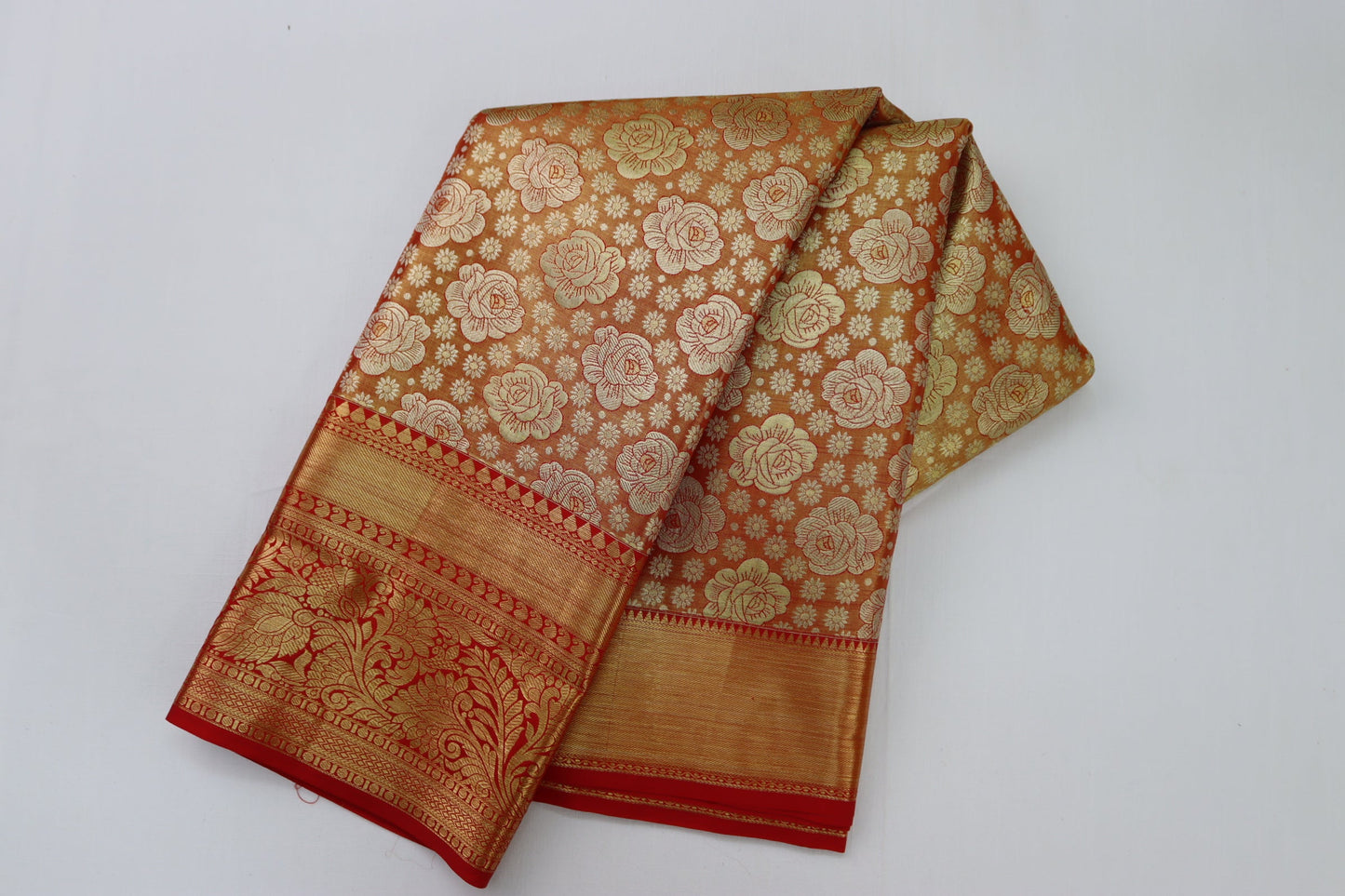 Captivating Orange Kanjipuram Saree From Weavers and Best on Online