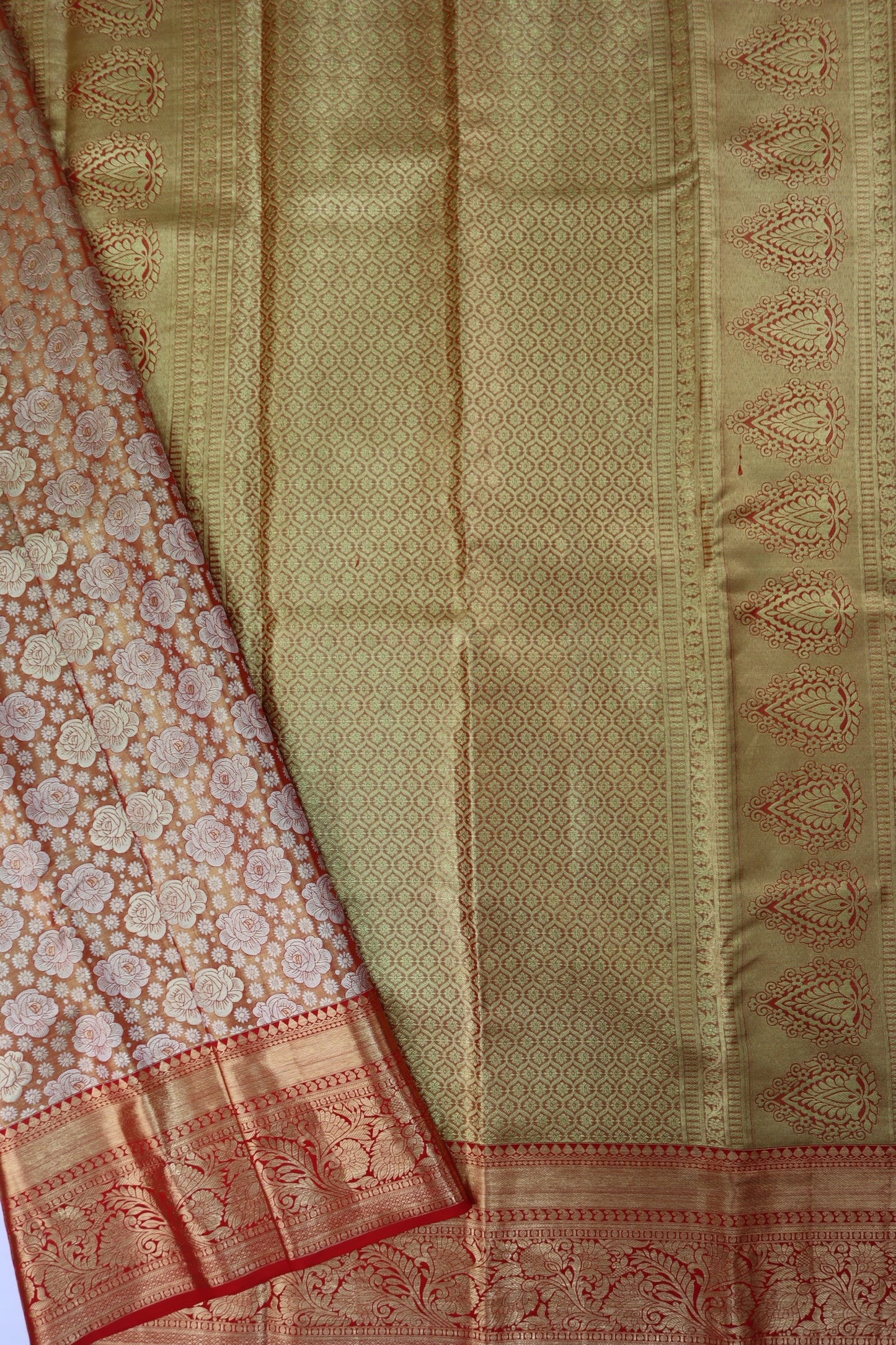 Captivating Orange Kanjipuram Saree From Weavers and Best on Online