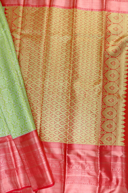 Opulent Pastel Green Kanjipuram Saree From Weavers and Best on Online