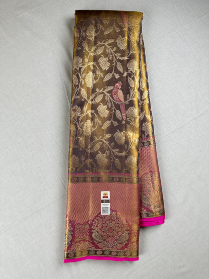 Rich Brown Kachipuram Silk saree