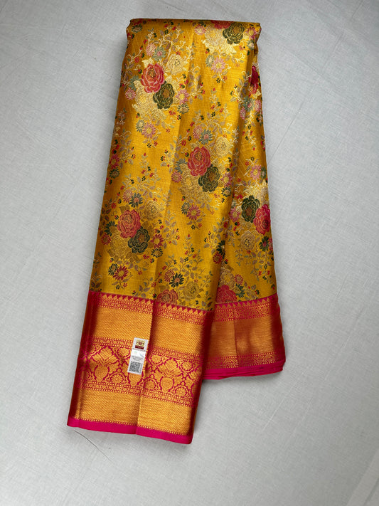 Traditional Yellow Kachipuram Silk saree