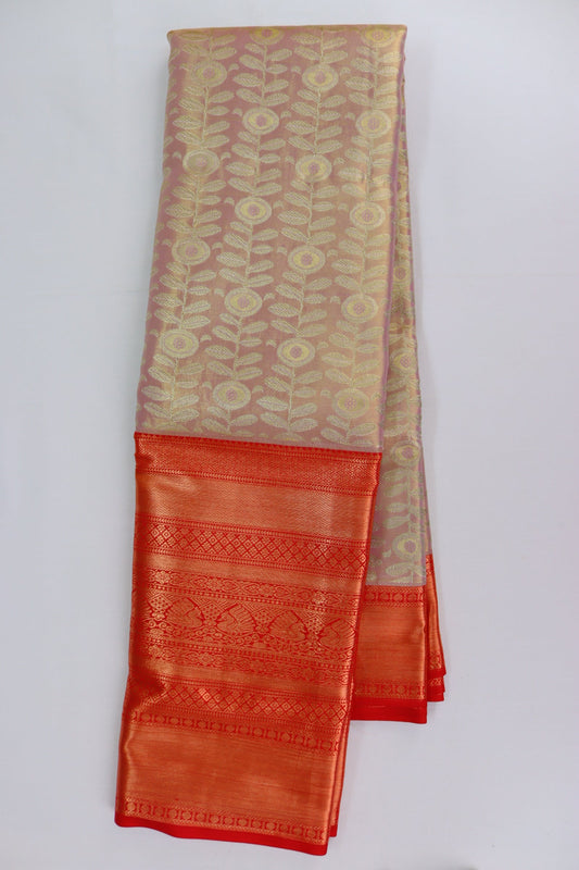 Royal Cream Kanjipuram Saree From Weavers and Best on Online