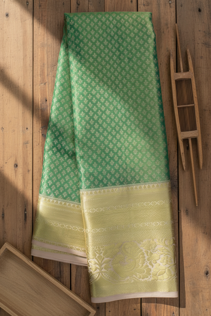 Mesmerizing Green Kanjipuram Saree