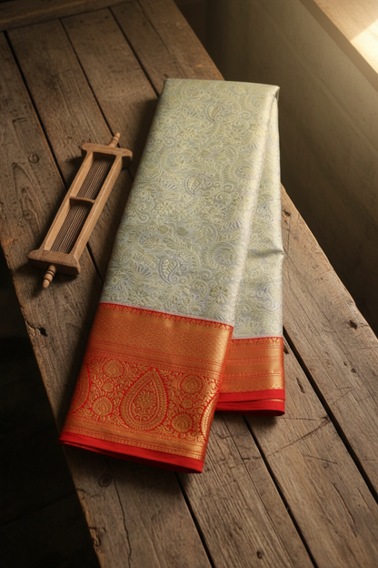 Amazing Grey Kanjipuram Saree