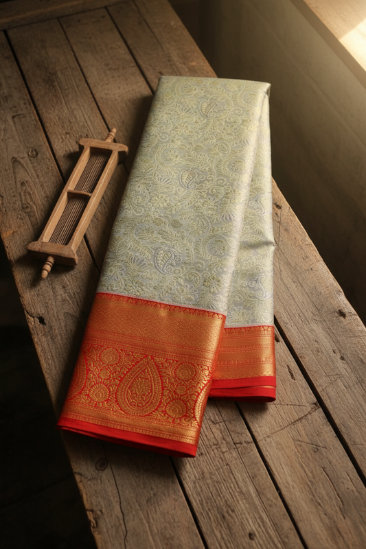 Amazing Grey Kanjipuram Saree