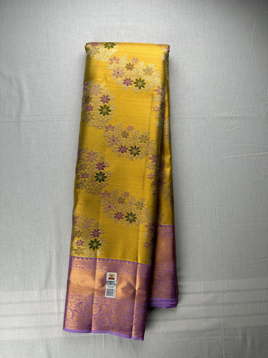 Rich Yellow Kachipuram Silk saree