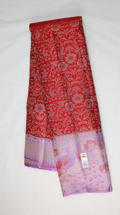 Floral Rich Red Kanjipuram Saree From Weavers and Best on Online