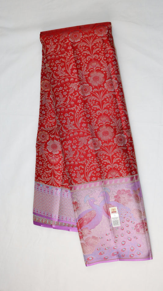 Floral Rich Red Kanjipuram Saree From Weavers and Best on Online