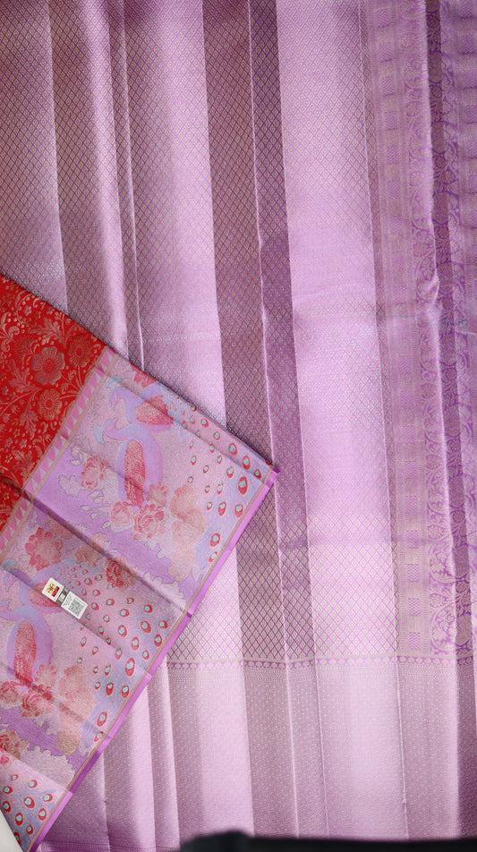 Floral Rich Red Kanjipuram Saree From Weavers and Best on Online