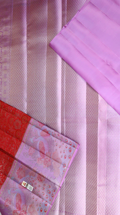 Floral Rich Red Kanjipuram Saree From Weavers and Best on Online