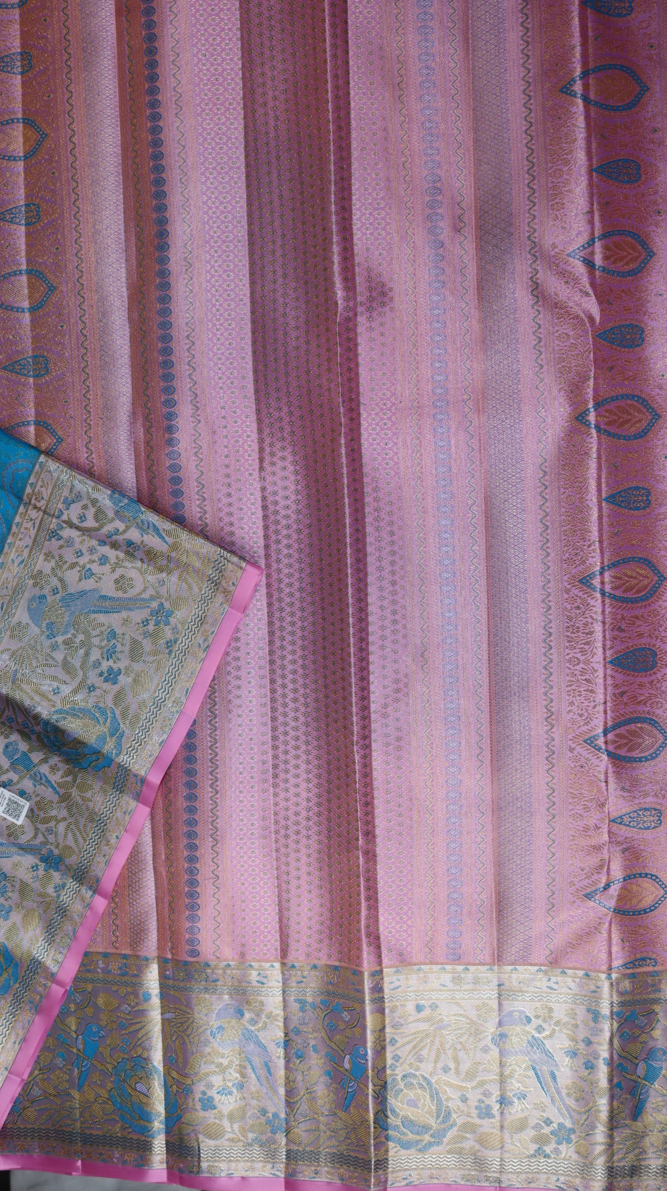 Sky Blue Kanchipuram Silk Saree with Silver Bird Border | Handloom Bridal Saree | My First Saree From Weavers and Best on Online