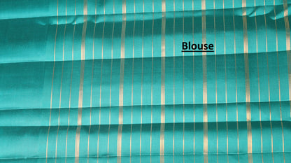 Red Kanchipuram Silk Saree with Teal Blue Floral Border | Handloom Bridal Saree | My First Saree From Weavers and Best on Online