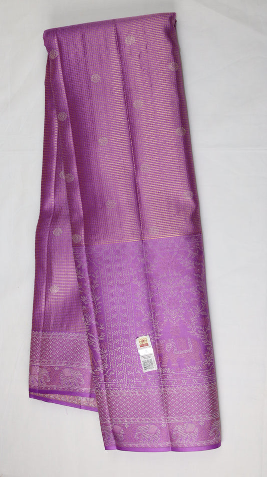 Lavender Purple Kanchipuram Silk Saree with Elephant Zari Border | Handloom Bridal Saree | My First Saree From Weavers and Best on Online