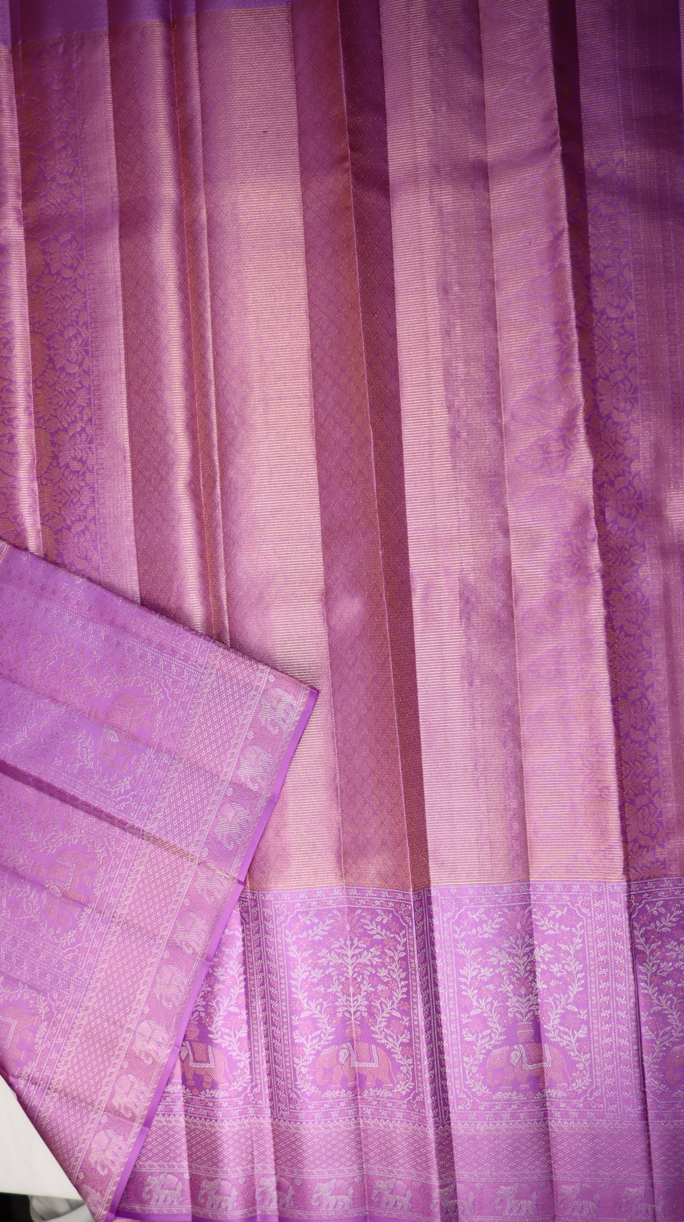 Lavender Purple Kanchipuram Silk Saree with Elephant Zari Border | Handloom Bridal Saree | My First Saree From Weavers and Best on Online