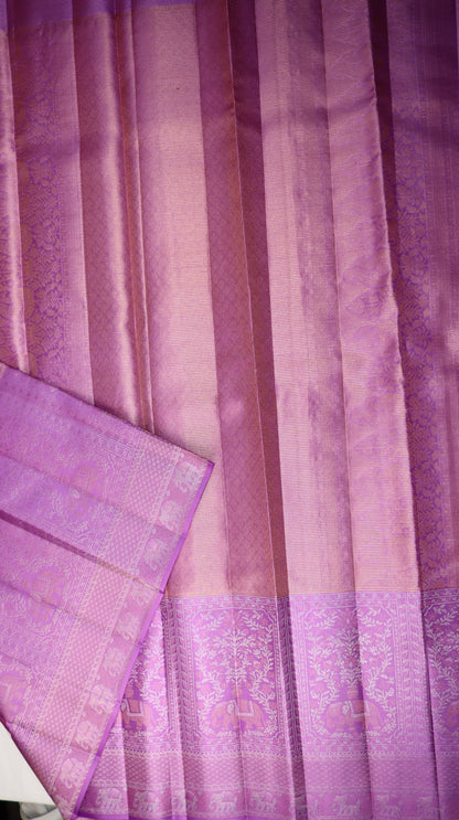 Lavender Purple Kanchipuram Silk Saree with Elephant Zari Border | Handloom Bridal Saree | My First Saree From Weavers and Best on Online