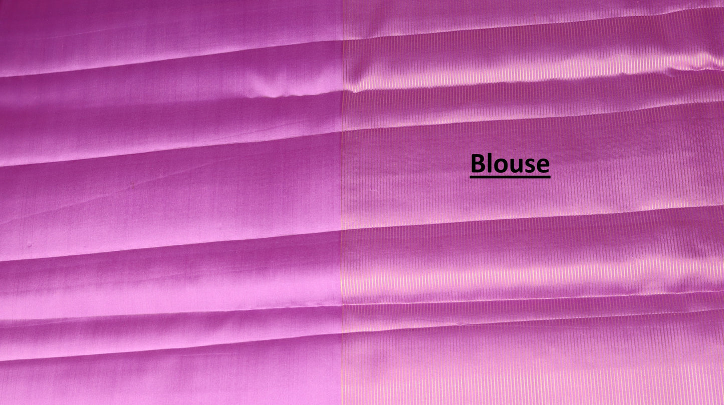Lavender Purple Kanchipuram Silk Saree with Elephant Zari Border | Handloom Bridal Saree | My First Saree From Weavers and Best on Online