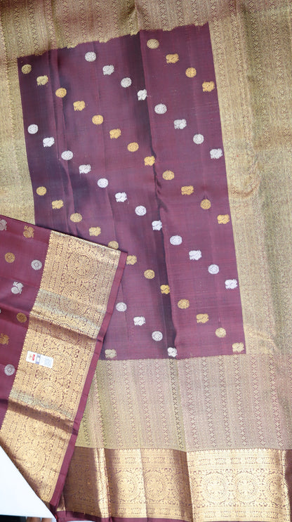 Gold Kanchipuram Silk Saree with Maroon Border | Peacock Butta Bridal Saree | My First Saree From Weavers and Best on Online
