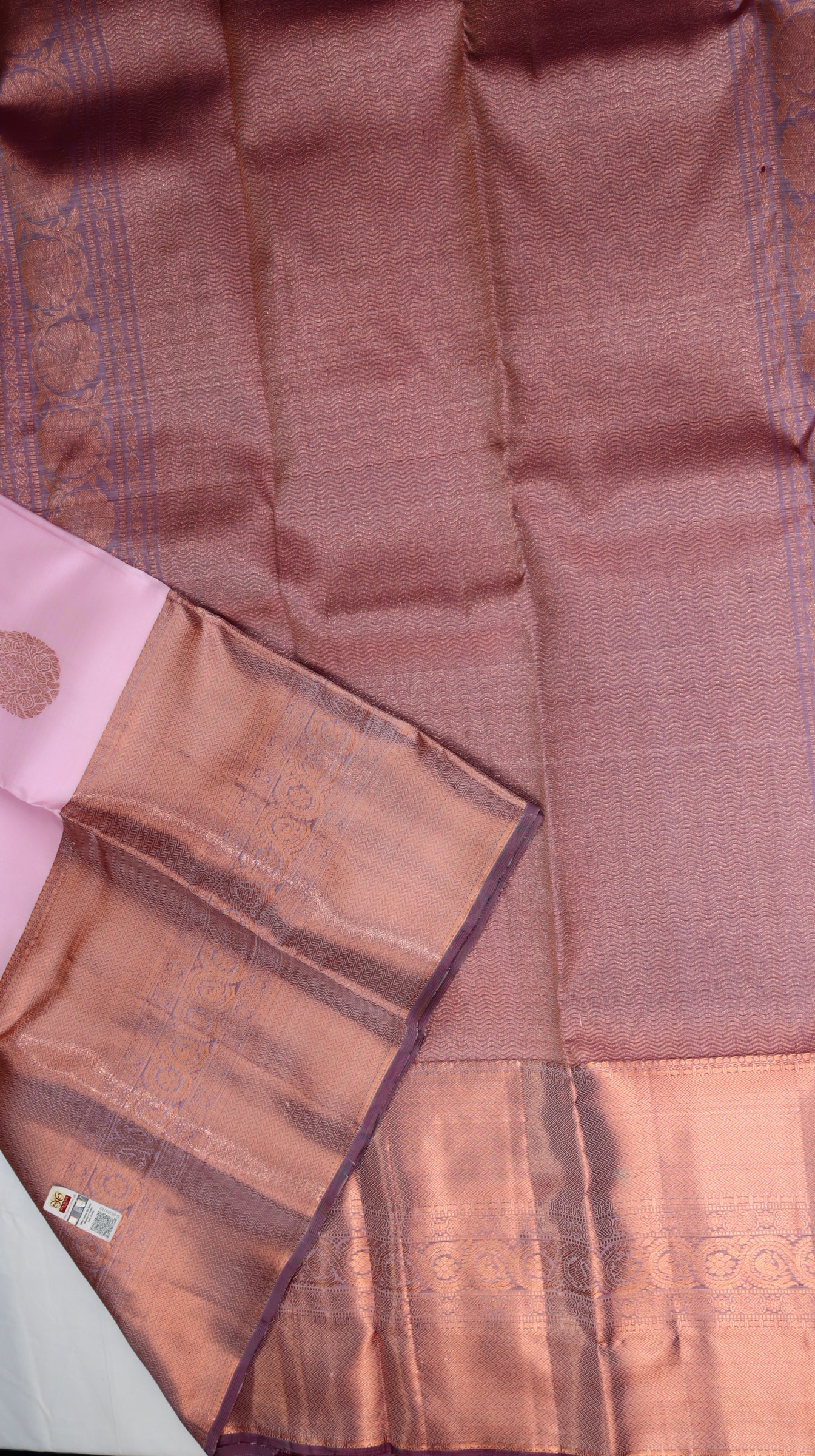 Baby Pink Kanchipuram Silk Saree with Copper Zari Border | Butta Design Bridal Saree | My First Saree From Weavers and Best on Online