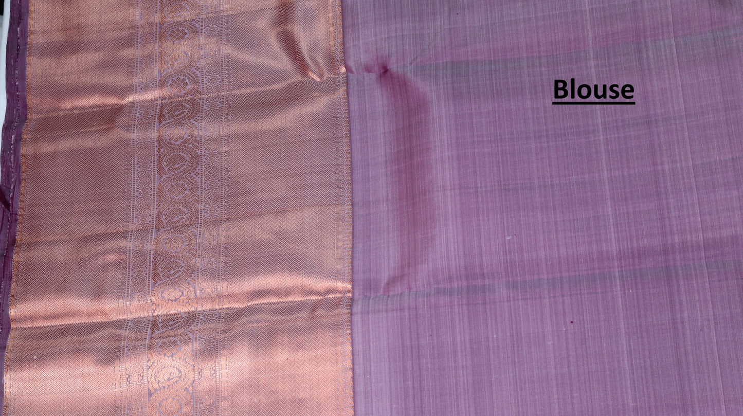 Baby Pink Kanchipuram Silk Saree with Copper Zari Border | Butta Design Bridal Saree | My First Saree From Weavers and Best on Online