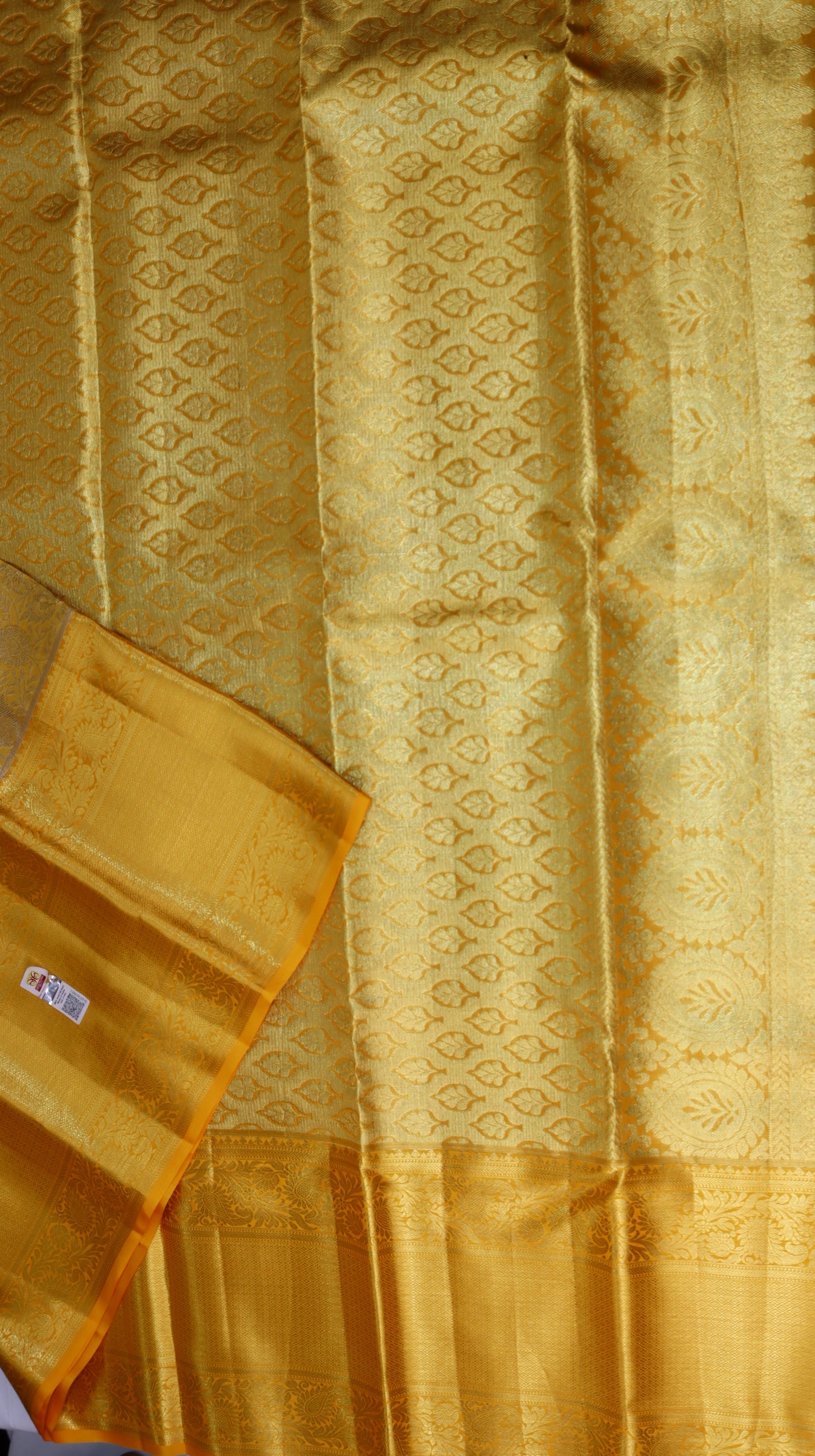 Golden Yellow Kanchipuram Silk Saree with Rich Zari Border | Floral Brocade Bridal Saree | My First Saree From Weavers and Best on Online