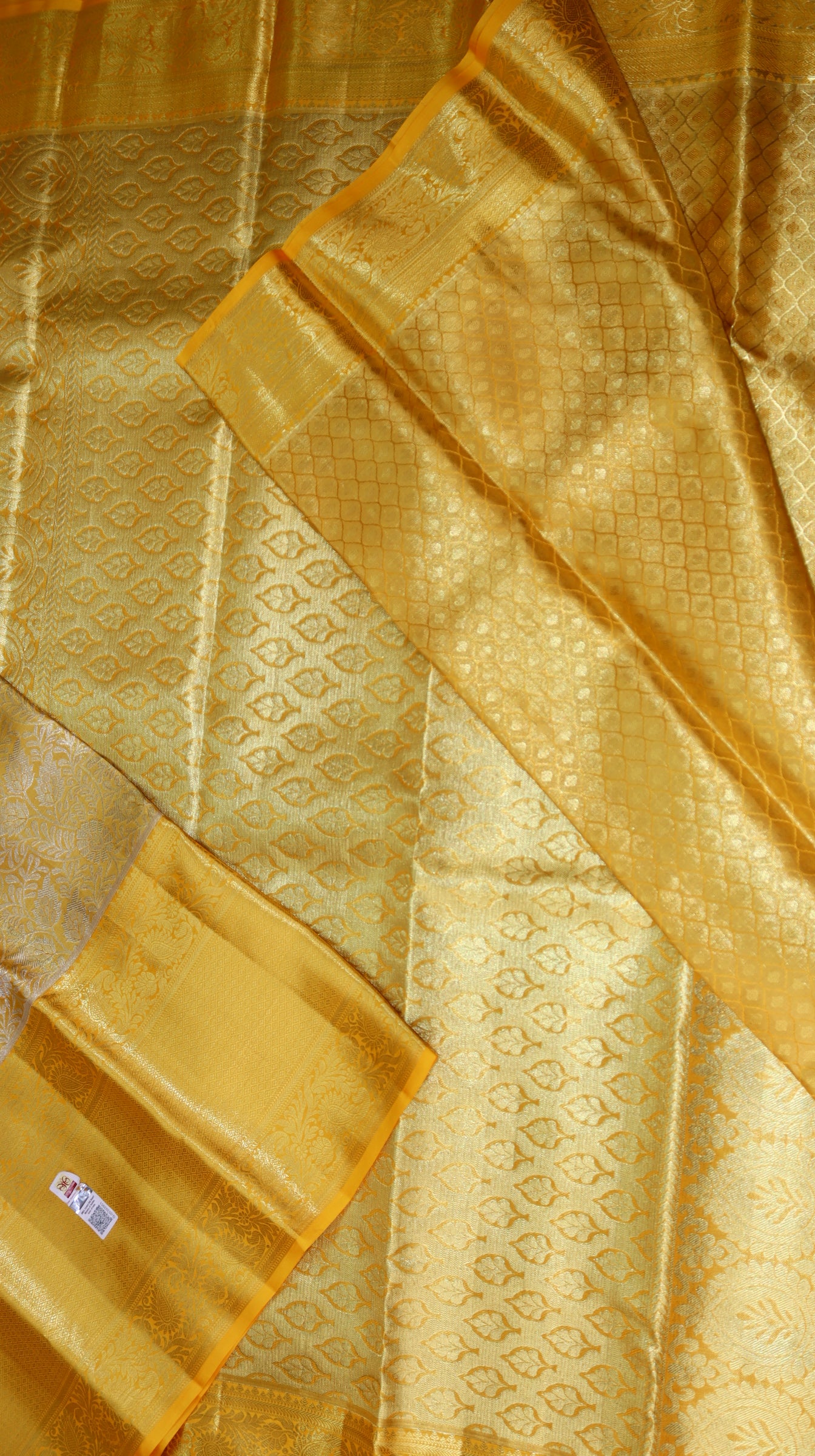 Golden Yellow Kanchipuram Silk Saree with Rich Zari Border | Floral Brocade Bridal Saree | My First Saree From Weavers and Best on Online