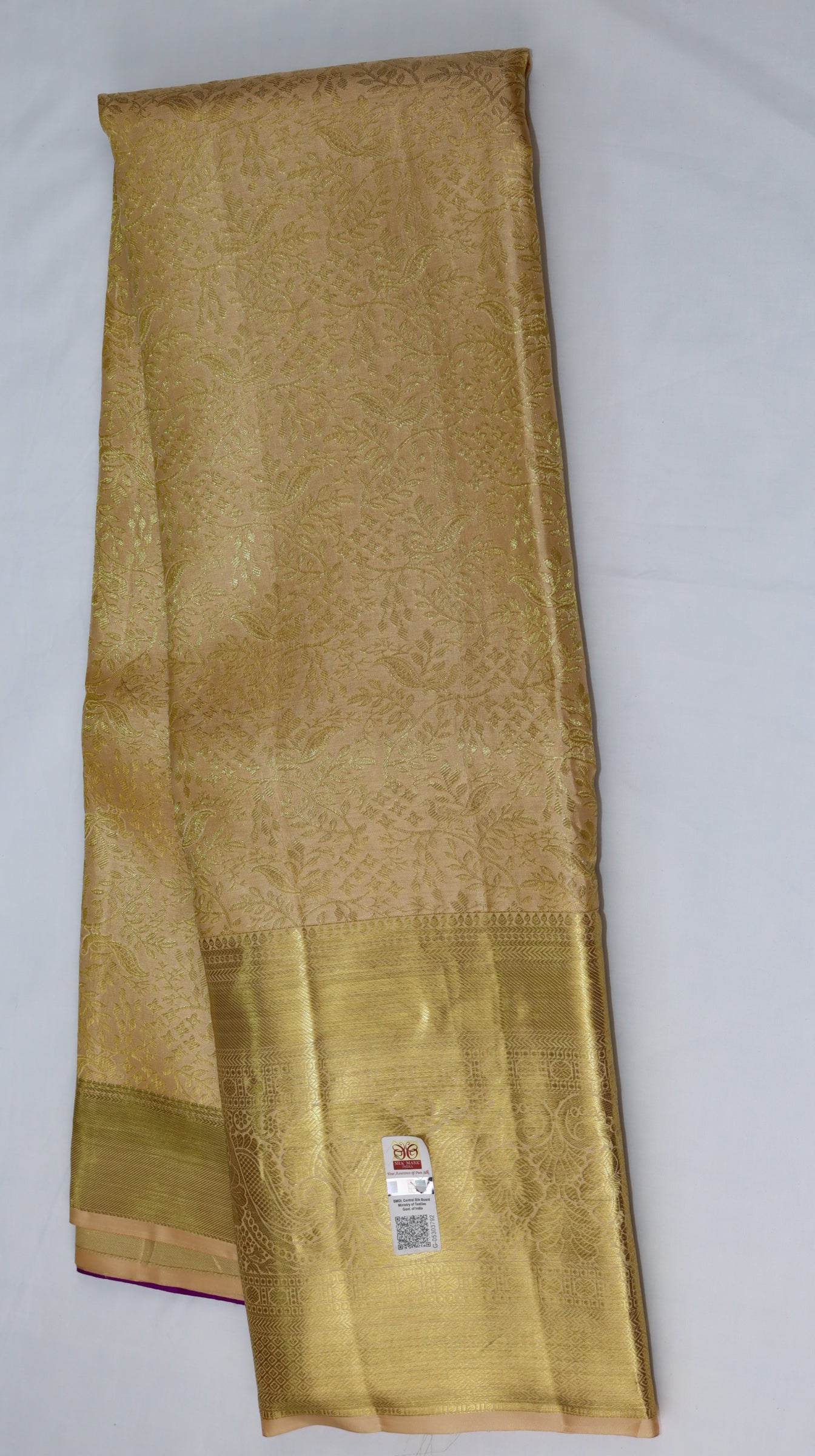 Rich Beige Kanchipuram Silk Saree From Weavers and Best on Online