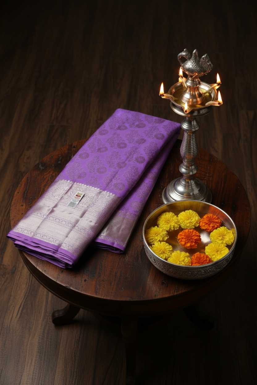 Royal Lavender  Pure Kanjipuram Saree