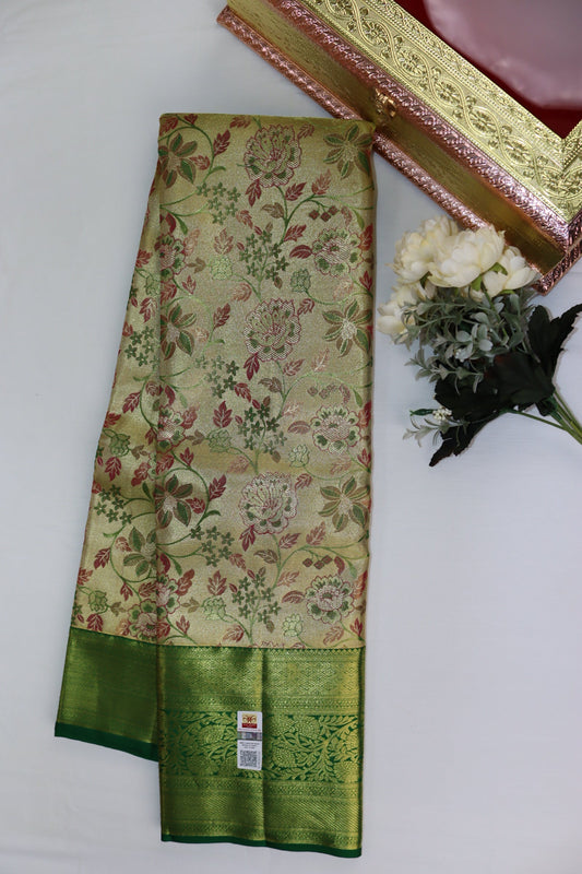 Luxurious Green Pure Kanjipuram Saree From Weavers and Best on Online