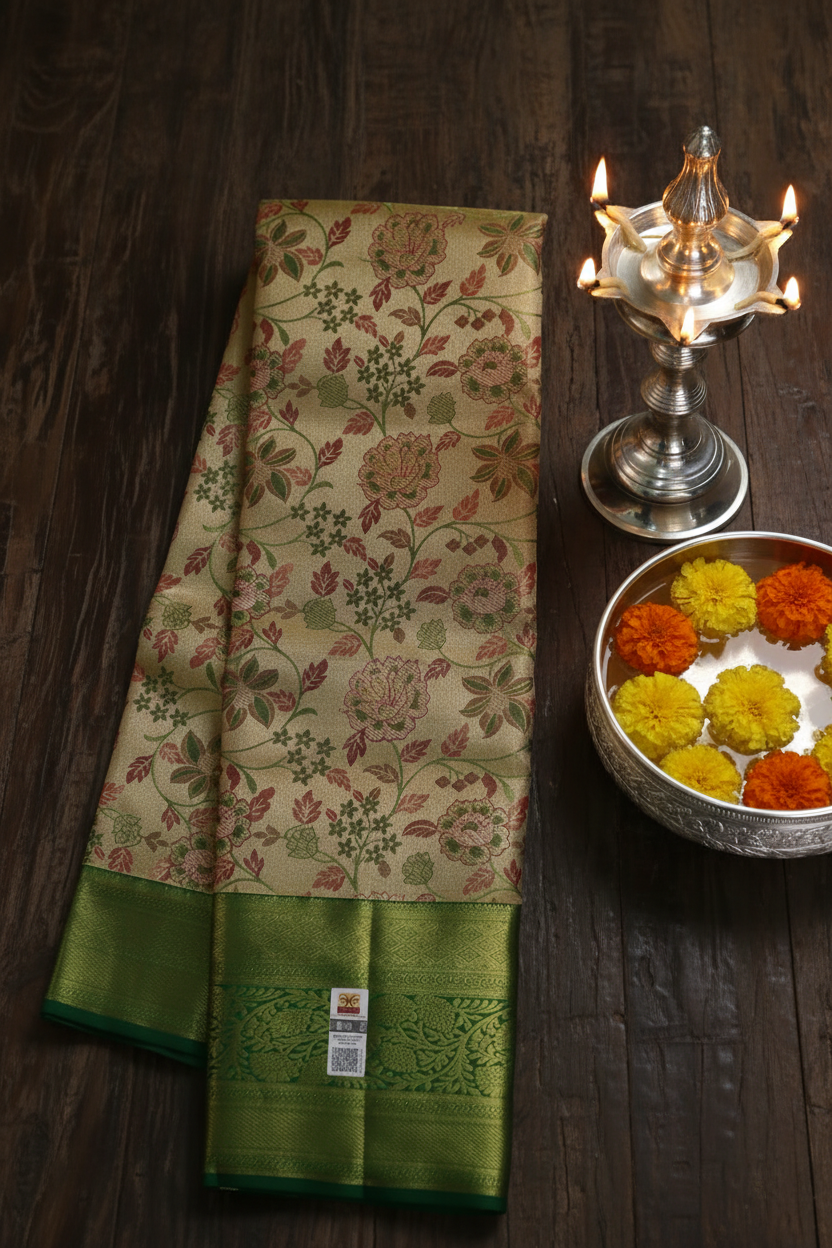 Luxurious Green Pure Kanjipuram Saree
