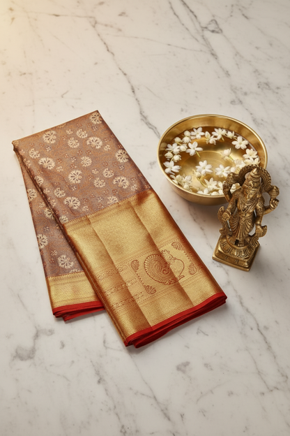 Classic Brown Pure Kanjipuram Saree