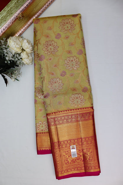 Rich Green Pure Kanjipuram Saree From Weavers and Best on Online