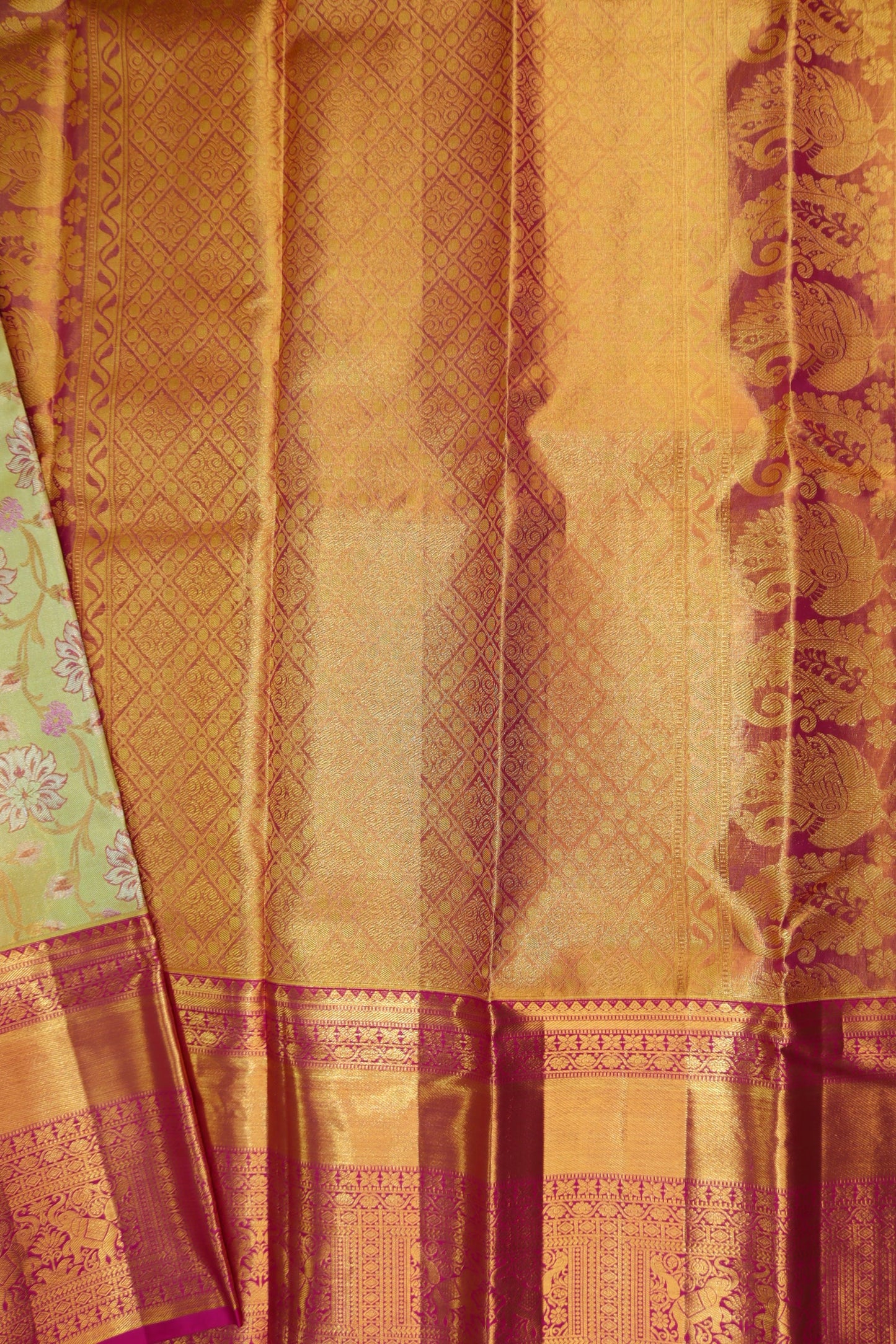 Rich Green Pure Kanjipuram Saree From Weavers and Best on Online