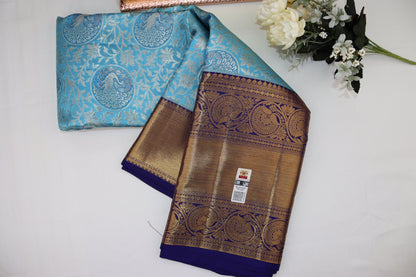 Opulent Blue Pure Kanjipuram Saree From Weavers and Best on Online