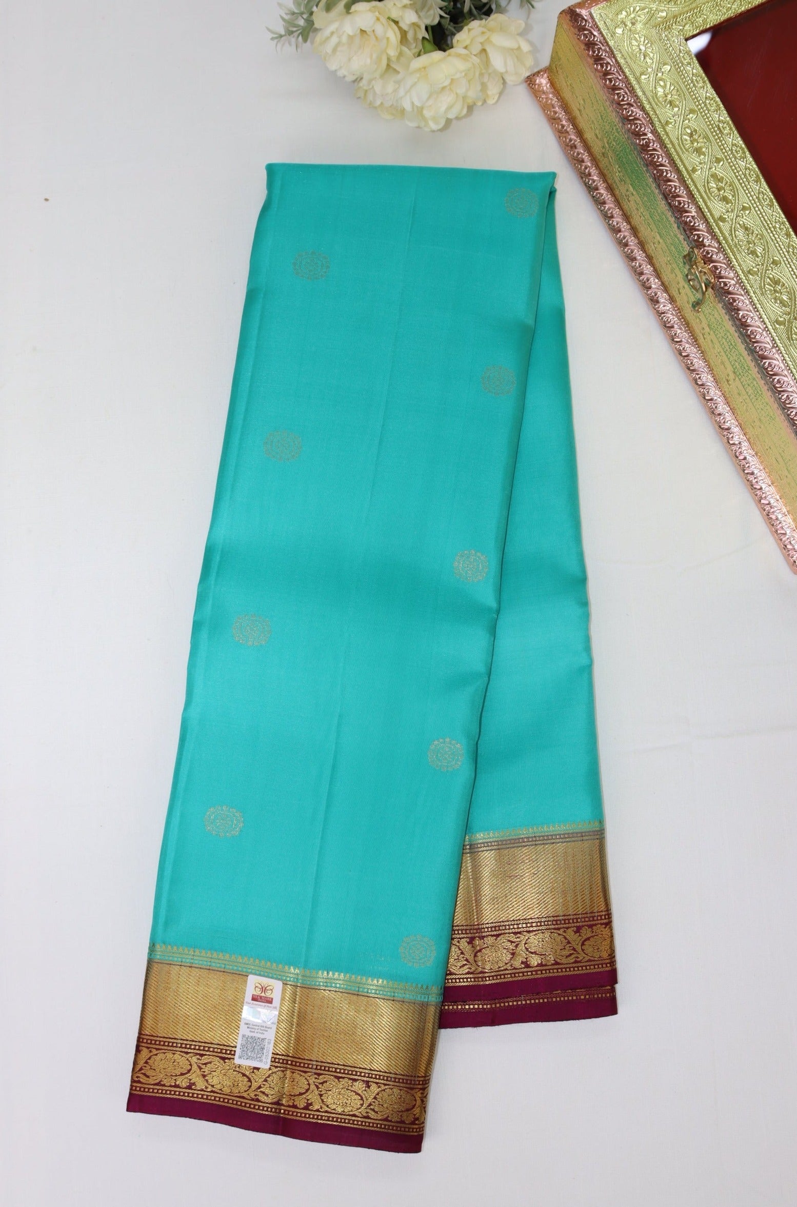 Radiant Blue Pure Kanjipuram Saree From Weavers and Best on Online