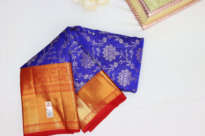 Divine Violet Pure Kanjipuram Saree From Weavers and Best on Online