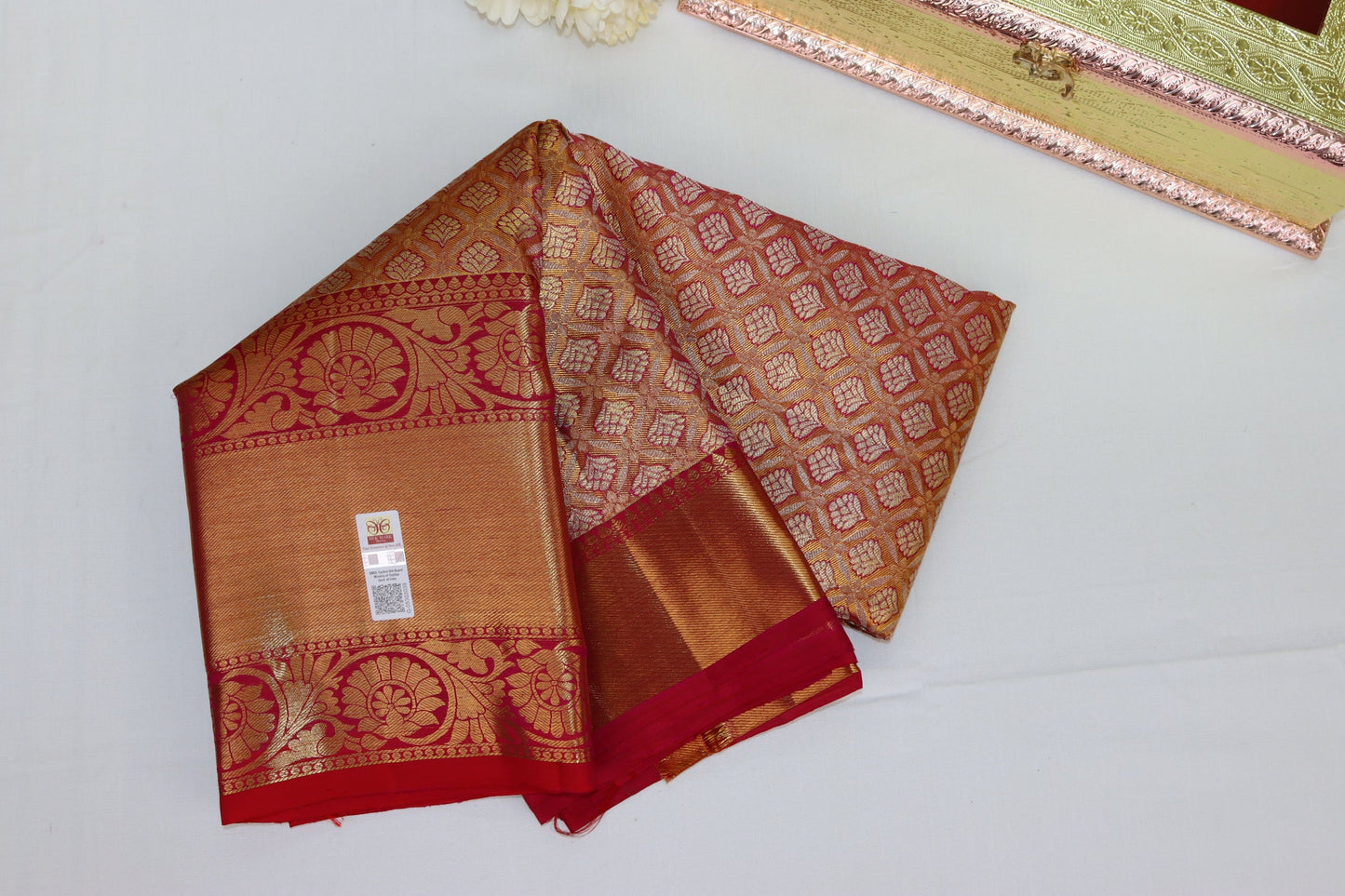 Radiant Orange Pure Kanjipuram Saree From Weavers and Best on Online