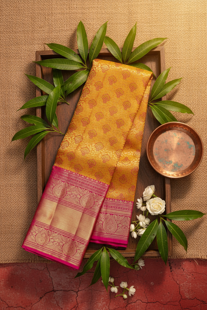 Graceful Yellow Pure Kanjipuram Saree
