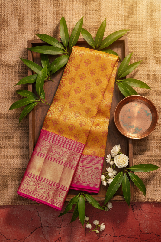 Graceful Yellow Pure Kanjipuram Saree