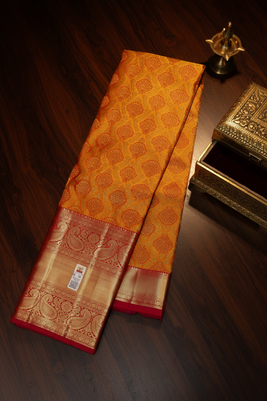 Stunning Yellow Pure Kanjipuram Saree