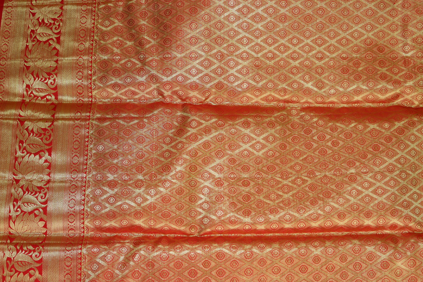 Luxurious Orange Pure Kanjipuram Saree From Weavers and Best on Online