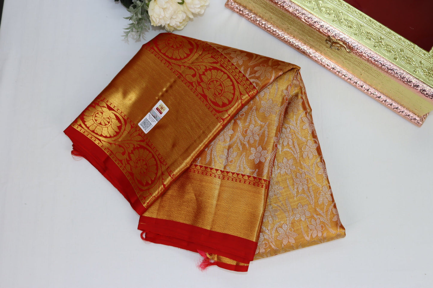 Amazing Orange Pure Kanjipuram Saree From Weavers and Best on Online