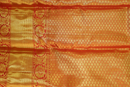 Amazing Orange Pure Kanjipuram Saree From Weavers and Best on Online