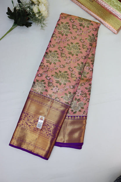 Timeless Peach Pure Kanjipuram Saree From Weavers and Best on Online