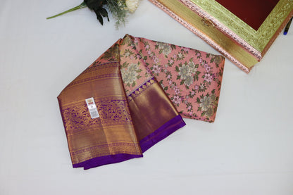 Timeless Peach Pure Kanjipuram Saree From Weavers and Best on Online