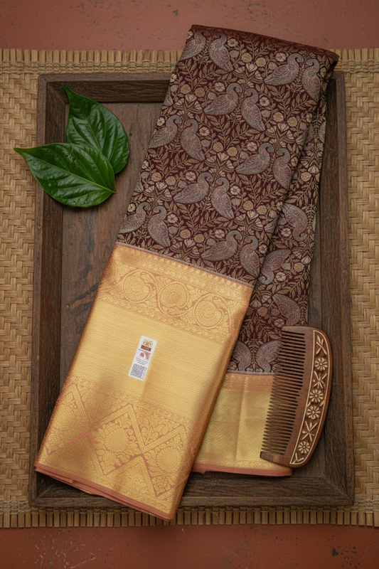 Exquisite Brown Pure Kanjipuram Saree