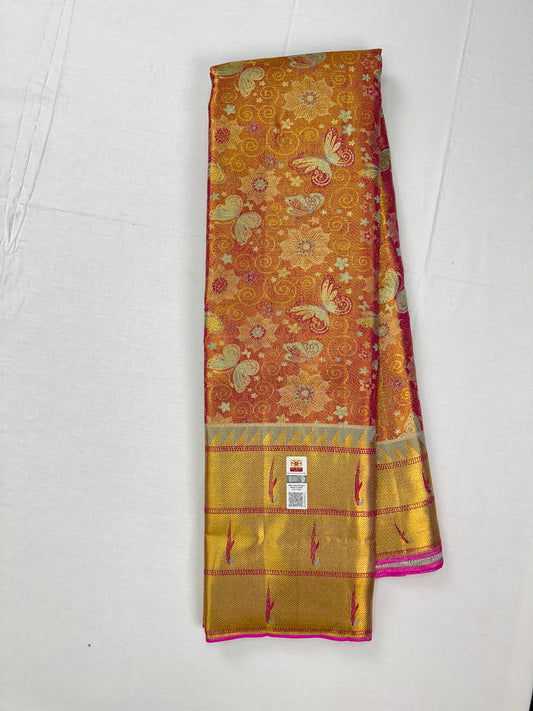 Rich Baby Pink with Multi-color Kanchipuram Silk Saree