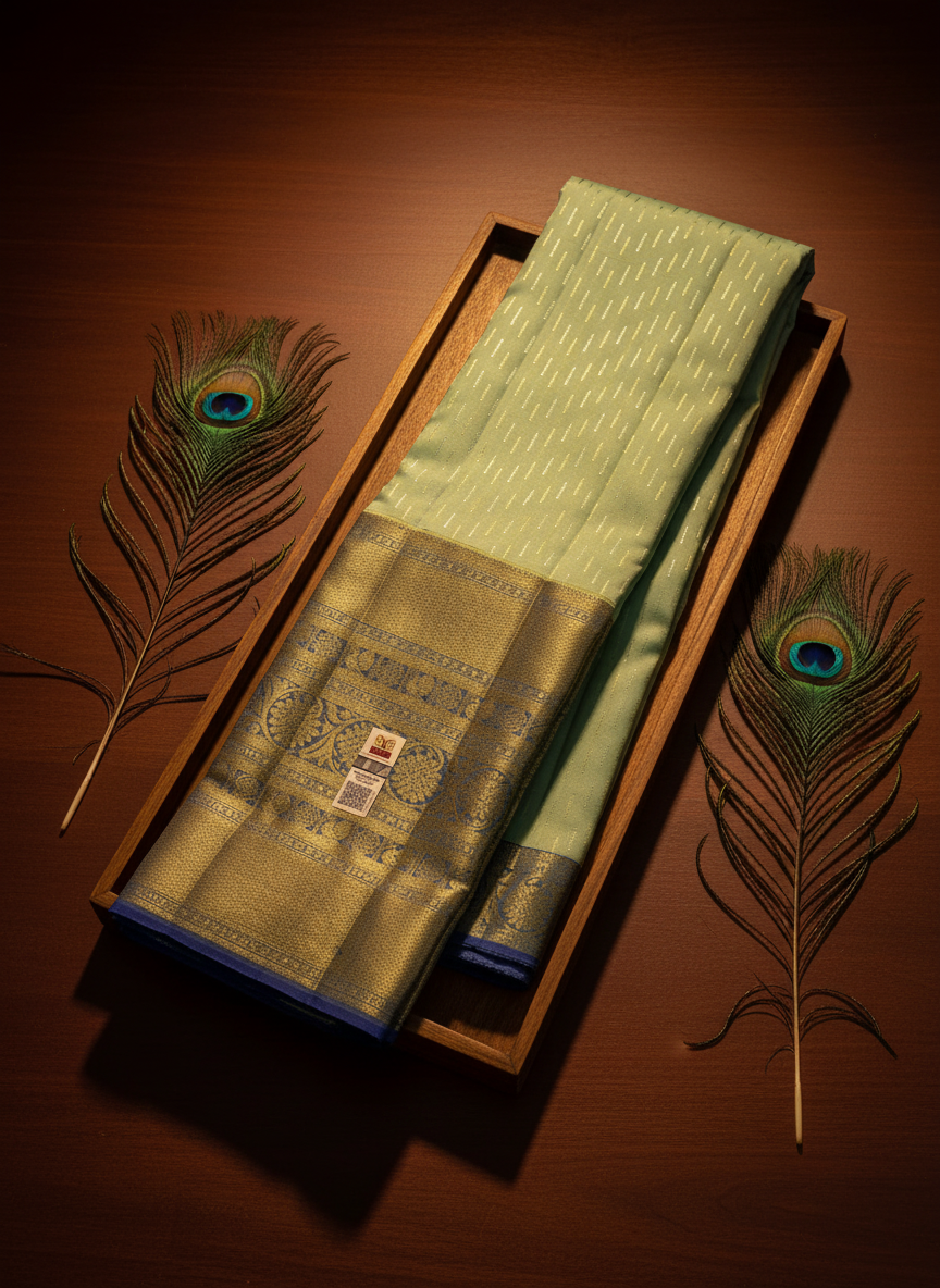 Rich Mint Green Kanchipuram Silk Saree