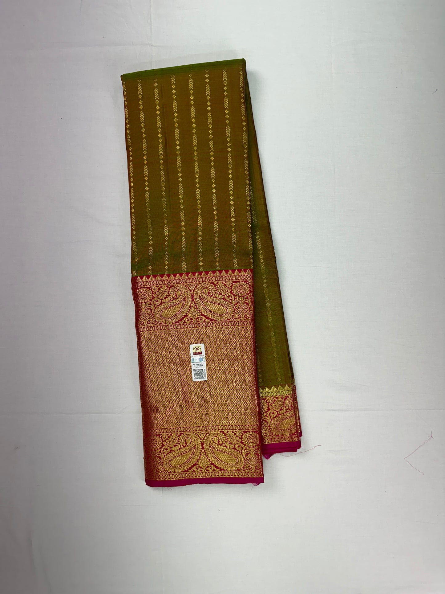 Traditional Olive Green Kanchipuram Silk Saree