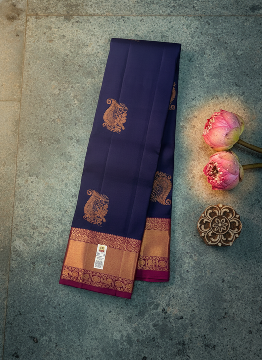 Rich Royal Blue Kanchipuram Silk Saree