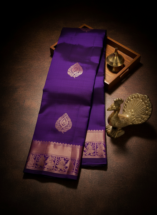 Classy Violet Kanchipuram Silk Saree